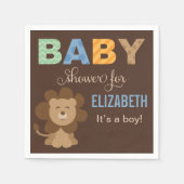Modern Brown Lion Oerwoud Animal Boy Baby shower Servet (Voorkant)