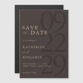 Modern Brown Minimalist Wedding Magnetische Uitnodiging (Voorkant / Achterkant)