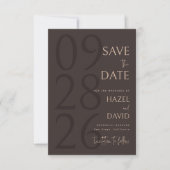 Modern Brown Minimalist Wedding Save The Date (Voorkant)