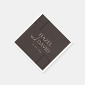 Modern Brown Monogram Minimalist Wedding Servet (Hoek)