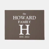 Modern Brown Monogram Name Passen getrouwd Stijlvo Deurmat (Voorkant)