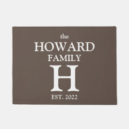 Modern Brown Monogram Name Passen getrouwd Stijlvo Deurmat