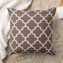 Modern Brown Moroccan Quatrefoil Pattern Kussen