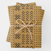 Modern Brown Mudcloth African Pattern Inpakpapier Vel (In situ)