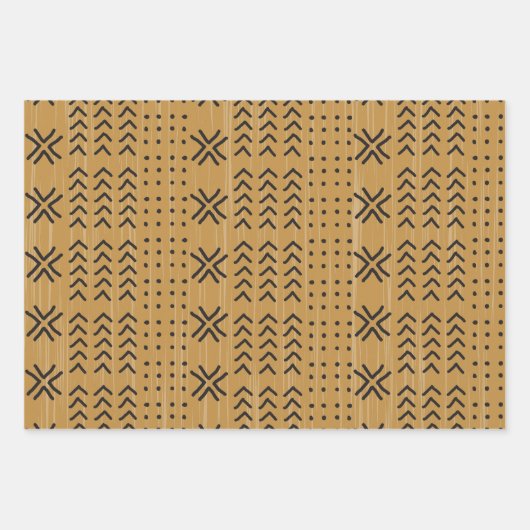 Modern Brown Mudcloth African Pattern Inpakpapier Vel (Voorkant)