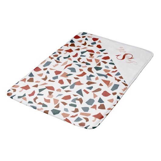Modern Brown Pattern Monogram Badmat (Gekanteld)