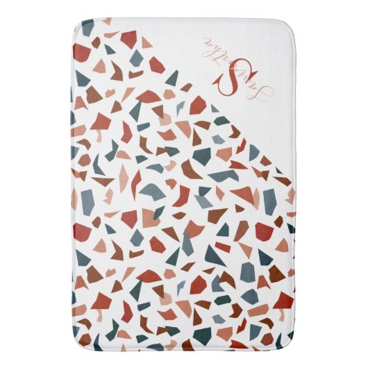 Modern Brown Pattern Monogram Badmat (Voorkant Verticaal)