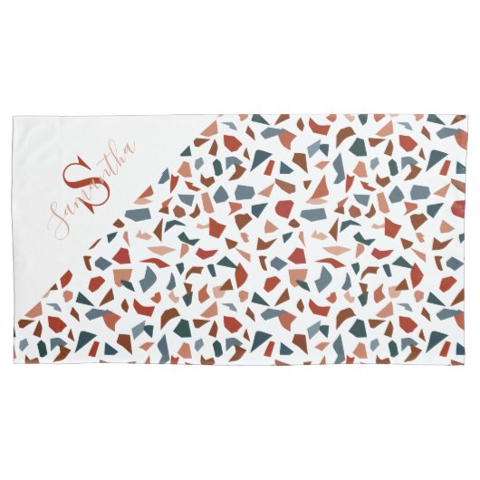 Modern Brown Pattern Monogram Kussensloop (Voorkant)