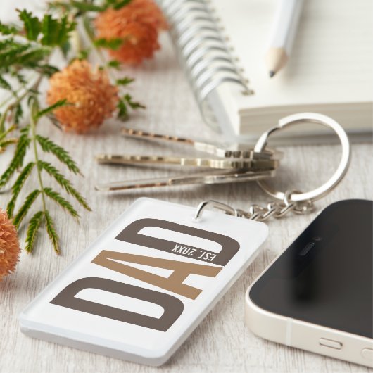 Modern Brown persoonlijke vader opgericht Sleutelhanger (Voorkant Rechts)