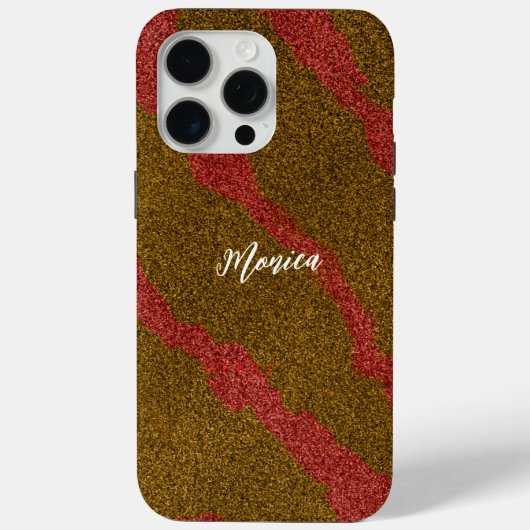 Modern  Brown &Pink Glitter Personalized Name Case-Mate iPhone Case (Achterkant)