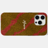 Modern  Brown &Pink Glitter Personalized Name Case-Mate iPhone Case (Achterkant (horizontaal))