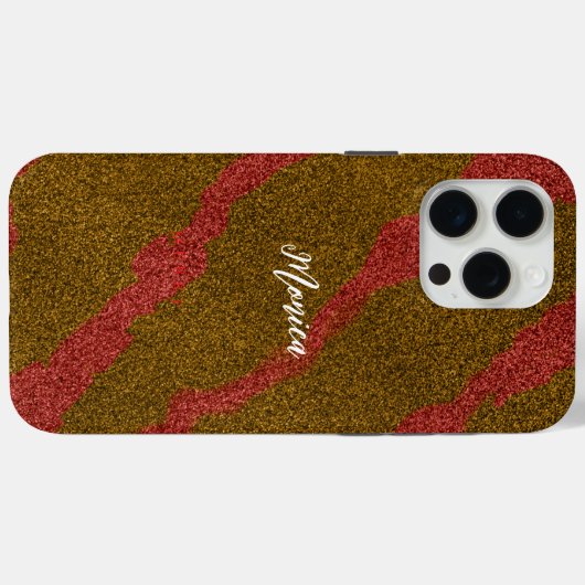 Modern  Brown &Pink Glitter Personalized Name Case-Mate iPhone Case (Achterkant (horizontaal))