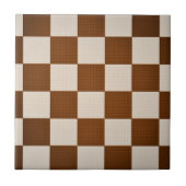 Modern Brown & Seashell Geometric Checker Pattern Tegeltje (Voorkant)