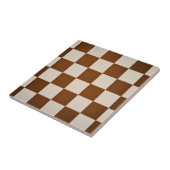 Modern Brown & Seashell Geometric Checker Pattern Tegeltje (Zijkant)