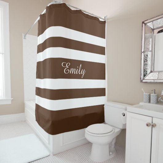 Modern Brown Stripes Pattern Douchegordijn (In situ)