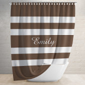 Modern Brown Stripes Pattern Douchegordijn