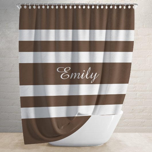 Modern Brown Stripes Pattern Douchegordijn