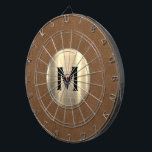 Modern Brown Suede Brushed Gold Monogram Dartbord<br><div class="desc">Moderne kunstplaat met een geborsteld metallisch goudmonogram met een klassiek initiaal van bloktypografie op een bruine ondergrond van leder. Personaliseer met monogram initiaal; het gebruik past menu aan om achtergrondkleur of typografie te veranderen.</div>