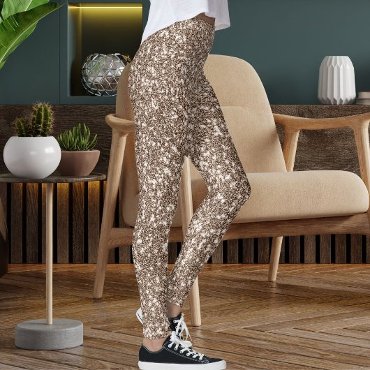 Modern Brown Tan Glitter Texture Seamless Pattern Leggings