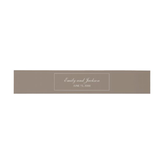 Modern Brown Tan Script Weddenschap Belly Band Uitnodigingen Wikkel (Vlak)