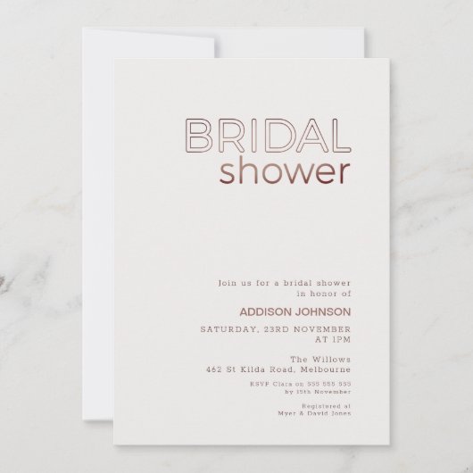 Modern Brown Text Minimalist Vrijgezellenfeest Kaart (Voorkant)