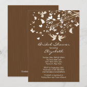 Modern Brown Tortelduifjes Bridal Shower Kaart (Voorkant / Achterkant)