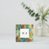 Modern Brown Watercolor Abstract Monogram QR Code Vierkante Visitekaartje (Staand voorkant)