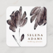 Modern Brown Waterverf Floral Stijlvol Vierkante Visitekaartje (Voorkant)