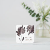 Modern Brown Waterverf Floral Stijlvol Vierkante Visitekaartje (Staand voorkant)