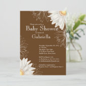 Modern Brown & White Gerbera Daisy Baby shower Kaart (Staand voorkant)