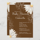 Modern Brown & White Gerbera Daisy Baby shower Kaart (Voorkant / Achterkant)