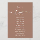 Modern Brown with White Script Seating Chart Card (Voorkant)