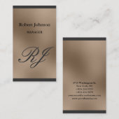 Modern Browny Beige Grey Monogram Visitekaartje (Voorkant / Achterkant)