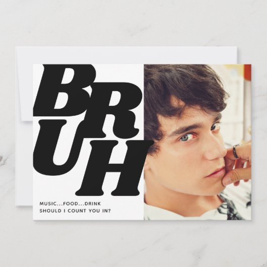 Modern Bruh Tiener Jongen Verjaardagsfeestje Kaart (Voorkant)