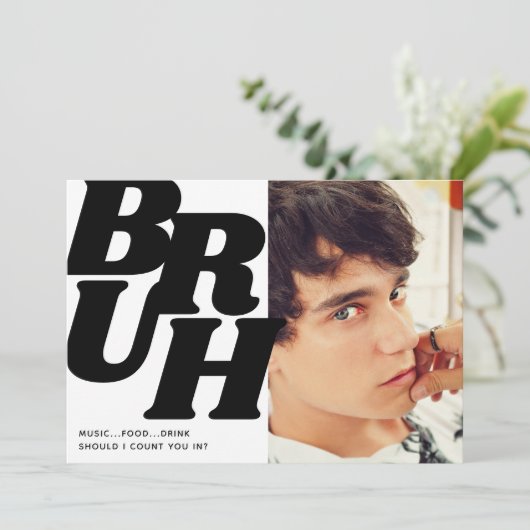 Modern Bruh Tiener Jongen Verjaardagsfeestje Kaart (Staand voorkant)