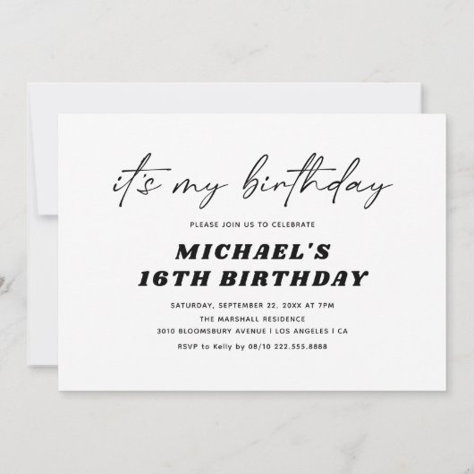 Modern Bruh Tiener Jongen Verjaardagsfeestje Kaart (Achterkant)