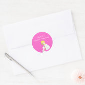 Modern Bruid Blond Silhouet Sticker-Roze Ronde Sticker (Envelop)