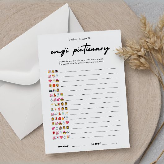 Modern Bruids Emoji Pictionary Game met Antwoorden Kaart