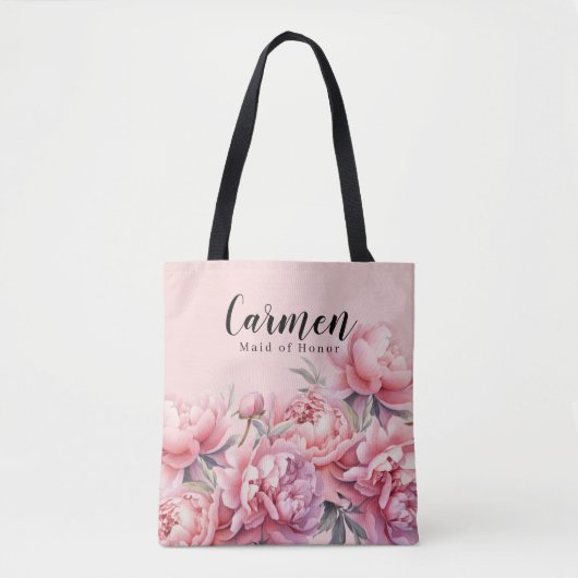 Modern Bruids Party Blush Roze Bloemen Waterverf Tote Bag (Voorkant)
