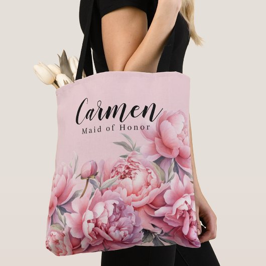 Modern Bruids Party Blush Roze Bloemen Waterverf Tote Bag