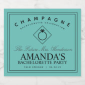 Modern Bruidsfeest Turquoise Mousserende Wijn Labe Sparkling Wijnetiket (Enkel label)