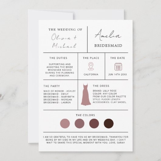 Modern bruidsmeisje voorstel & Maid of Honor Kaart (Voorkant)