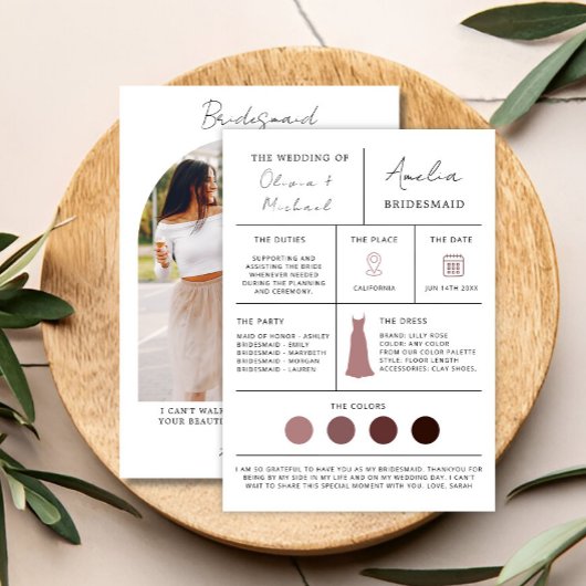 Modern bruidsmeisje voorstel & Maid of Honor Kaart