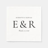 Modern Bruidsmonogram Minimalistisch Trouwen Servet (Voorkant)