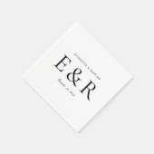 Modern Bruidsmonogram Minimalistisch Trouwen Servet (Hoek)
