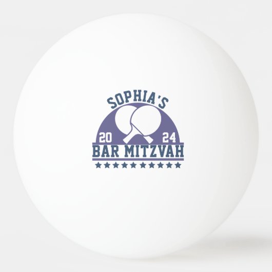 Modern bruidspaar naam met jaar blauwe kleur pingpongbal (Voorkant)