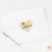 Modern bruidspaar ring gunst naam datum gouden hart sticker (Envelop)