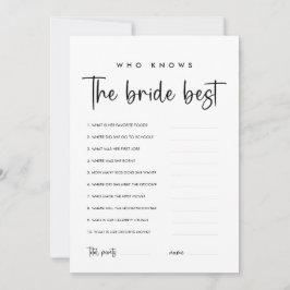 Modern Bruidsspel Kaart Wie Kent de Bruid het Best