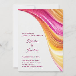 Modern bruiloft- Abstract-roze Sinaasappel- geel Kaart