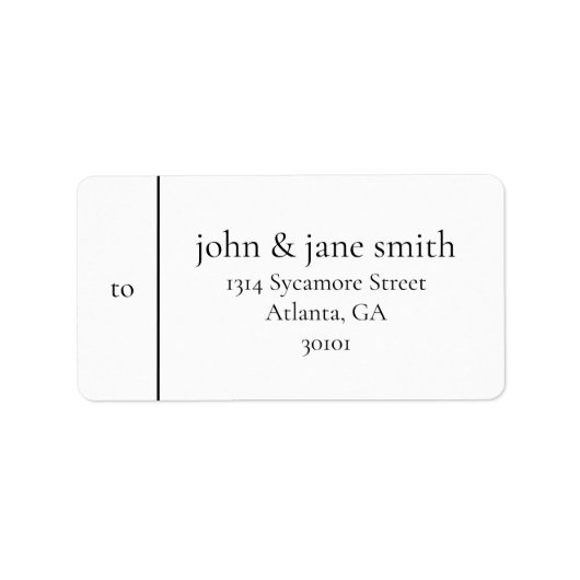 Modern bruiloft adres wit gepersonaliseerde mailin etiket (Voorkant)